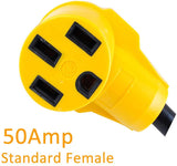 Wadoy 30Amp Male Plug to 50Amp Female RV Camper Power Adapter 4 Prong Locking Electrical Generator Cord Adapter with Handle