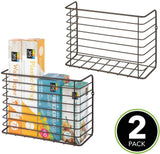 mDesign Farmhouse Metal Wire Wall & Cabinet Door Mount Kitchen Storage Organizer Basket Rack - Mount to Walls and Cabinet Doors in Kitchen, Pantry, and Under Sink - 2 Pack - Bronze