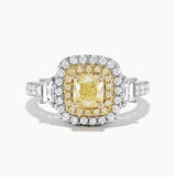 925 Sterling Silver Full Diamond Ring 18K Gold Shiny Citrine Ring Square Cut Cubic Zirconia Promise Rings CZ Yellow Gem Cocktail Rings Eternity Engagement Wedding Band Ring for Women Z.46 (US Code 8)