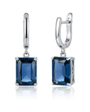 Silver Birthstone Hoop Earrings Square Cubic Zirconia Gemstone Jewelry for Women