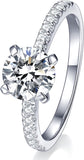 Solitaire Moissanite Engagement Ring, 1CT D Color VVS1 Clarity, 925 Sterling Silver with 18K White Gold Plated, Ideal Gift for Women