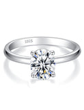 Solitaire Moissanite Engagement Ring, 1CT D Color VVS1 Clarity, 925 Sterling Silver with 18K White Gold Plated, Ideal Gift for Women