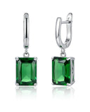 Silver Birthstone Hoop Earrings Square Cubic Zirconia Gemstone Jewelry for Women