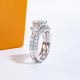 Moissanite Wedding Rings Bridal Set 3.7CTTW D Color VVS1 Clarity Round Brilliant Cut 925 Sterling Silver Moissanite Wedding Band Engagement Rings for Women with Certificate