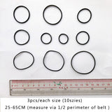 Mixed Square Cassette Tape Machine Recorder Rubber Belt 25/30/35/38/40/45/50/55/60/65MM (1/2 Perimeter) CD DVD Assorted Common Belt Repair Rebuild for Repair Maintenance - Black (Packs of 30)