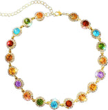 Colorful Crystal Choker Necklace Sparkly Rhinestone Chokers Necklaces Gold Chain Party Prom Neck Jewelry for Women (1-Colorful)