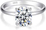 Solitaire Moissanite Engagement Ring, 1CT D Color VVS1 Clarity, 925 Sterling Silver with 18K White Gold Plated, Ideal Gift for Women