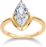 4K Gold Plated Marquise 1.5CT Cubic Zirconia Fake Bridal Engagement Ring for Women - Statement