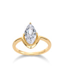 4K Gold Plated Marquise 1.5CT Cubic Zirconia Fake Bridal Engagement Ring for Women - Statement