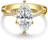 3.5CT Marquise Cut Engagement Ring for Women, Infinity Twisted Promise Wedding Cubic Zirconia Band, White gold/14K Gold Plated Simulated Diamond Anniversary Rings Size 5-9