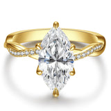3.5CT Marquise Cut Engagement Ring for Women, Infinity Twisted Promise Wedding Cubic Zirconia Band, White gold/14K Gold Plated Simulated Diamond Anniversary Rings Size 5-9