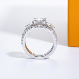 Moissanite Wedding Rings Bridal Set 3.7CTTW D Color VVS1 Clarity Round Brilliant Cut 925 Sterling Silver Moissanite Wedding Band Engagement Rings for Women with Certificate