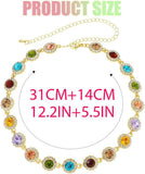 Colorful Crystal Choker Necklace Sparkly Rhinestone Chokers Necklaces Gold Chain Party Prom Neck Jewelry for Women (1-Colorful)