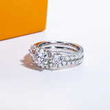 Moissanite Wedding Rings Bridal Set 3.7CTTW D Color VVS1 Clarity Round Brilliant Cut 925 Sterling Silver Moissanite Wedding Band Engagement Rings for Women with Certificate