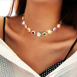 Colorful Crystal Choker Necklace Sparkly Rhinestone Chokers Necklaces Gold Chain Party Prom Neck Jewelry for Women (1-Colorful)