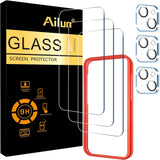 3 Pack Screen Protector for iPhone 16 Pro [6.3 inch] + 3 Pack Camera Lens Protector with Installation Frame,Case Friendly Tempered Glass Film,[9H Hardness][Not for iPhone 16e/16/16 Plus/Pro Max]