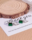 Silver Birthstone Hoop Earrings Square Cubic Zirconia Gemstone Jewelry for Women