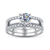 Moissanite Wedding Rings Bridal Set 3.7CTTW D Color VVS1 Clarity Round Brilliant Cut 925 Sterling Silver Moissanite Wedding Band Engagement Rings for Women with Certificate