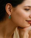 Silver Birthstone Hoop Earrings Square Cubic Zirconia Gemstone Jewelry for Women