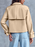 Saodimallsu Women Crop Double Breasted Trench Coat Raglan Sleeve Work Office Cropped Jacket With Pockets