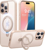 Desert Titanium for iPhone 16 Pro Max Case, [Military Grade Drop Tested][Fit for MagSafe] [Built-in Stand] Translucent Slim Soft Edge Case for iPhone 16 Pro Max 6.9" 2024, Rose Gold