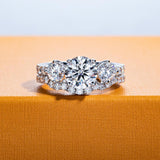 Moissanite Wedding Rings Bridal Set 3.7CTTW D Color VVS1 Clarity Round Brilliant Cut 925 Sterling Silver Moissanite Wedding Band Engagement Rings for Women with Certificate