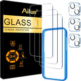 3 Pack Screen Protector for iPhone 16 Pro [6.3 inch] + 3 Pack Camera Lens Protector with Installation Frame,Case Friendly Tempered Glass Film,[9H Hardness][Not for iPhone 16e/16/16 Plus/Pro Max]
