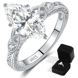 4CT Moissanite Engagement Rings for Women, Perfect for Romantic Proposal, Marquise Cut D Color VVS1 Lab Grown Moissanite, Celtic Knot Sterling Silver White Gold Plated, Christmas Gift