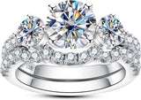 Moissanite Wedding Rings Bridal Set 3.7CTTW D Color VVS1 Clarity Round Brilliant Cut 925 Sterling Silver Moissanite Wedding Band Engagement Rings for Women with Certificate