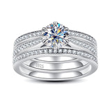 Moissanite Wedding Rings Bridal Set 3.7CTTW D Color VVS1 Clarity Round Brilliant Cut 925 Sterling Silver Moissanite Wedding Band Engagement Rings for Women with Certificate