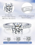 Solitaire Moissanite Engagement Ring, 1CT D Color VVS1 Clarity, 925 Sterling Silver with 18K White Gold Plated, Ideal Gift for Women