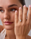 4K Gold Plated Marquise 1.5CT Cubic Zirconia Fake Bridal Engagement Ring for Women - Statement