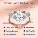 4CT Moissanite Engagement Rings for Women, Perfect for Romantic Proposal, Marquise Cut D Color VVS1 Lab Grown Moissanite, Celtic Knot Sterling Silver White Gold Plated, Christmas Gift