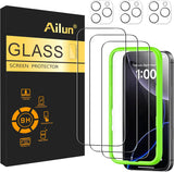 3 Pack Screen Protector for iPhone 16 Pro [6.3 inch] + 3 Pack Camera Lens Protector with Installation Frame,Case Friendly Tempered Glass Film,[9H Hardness][Not for iPhone 16e/16/16 Plus/Pro Max]