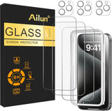 3 Pack Screen Protector for iPhone 16 Pro [6.3 inch] + 3 Pack Camera Lens Protector with Installation Frame,Case Friendly Tempered Glass Film,[9H Hardness][Not for iPhone 16e/16/16 Plus/Pro Max]