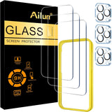 3 Pack Screen Protector for iPhone 16 Pro [6.3 inch] + 3 Pack Camera Lens Protector with Installation Frame,Case Friendly Tempered Glass Film,[9H Hardness][Not for iPhone 16e/16/16 Plus/Pro Max]