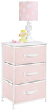 mDesign Vertical Dresser Storage Tower - Sturdy Steel Frame, Wood Top, Easy Pull Fabric Bins - Organizer Unit for Bedroom, Hallway, Entryway, Closets - Textured Print, 3 Drawers - Light Pink/Rose Gold