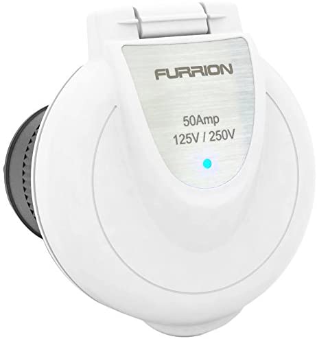 Furrion F52INR-PS-AM White Round 50 Amp 125/250V Marine/RV Inlet with Power Smart LED