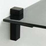 Alise Glass Shelf Bathroom Shelves Rectangle Toiletries Glass Holder Storage Organizer Wall Mount,Black Finish GBL008R-B