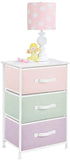 mDesign Vertical Dresser Storage Tower - Sturdy Steel Frame, Wood Top, Easy Pull Fabric Bins - Organizer Unit for Bedroom, Hallway, Entryway, Closets - Textured Print, 3 Drawers - Light Pink/Rose Gold