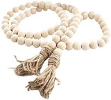58in Wood Beads Garland Farmhouse Beads - Natural Prayer Wood String Beads Decorative Beads for Wall Hanging Vase Handle Door Decor
