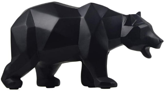 Abstract Sculptures Home Decor Animal Figurines Geometric Surface Statues (Black Bear)