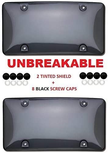 Clear Smoked License Plate Shield Combo 2 Pack Premium Unbreakable Quality fits Standard 6
