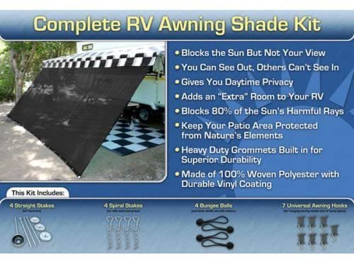 RV Awning Shade Kit 8x14 Complete RV Shade Kit (Black)