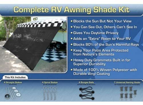 RV Awning Shade Kit 8x14 Complete RV Shade Kit (Black)