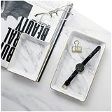 SOCOSY Marble Ceramic Ring Dish Jewelry Dish Ring Holder Jewelry Organizer with Golden Edged Home Decor Wedding Gift