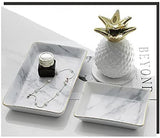 SOCOSY Marble Ceramic Ring Dish Jewelry Dish Ring Holder Jewelry Organizer with Golden Edged Home Decor Wedding Gift