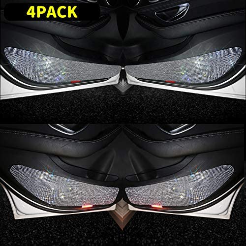 eing Bling Car Door Anti-Kick Pad Crystal Door Protective Pad Universal Anti-Kick Dirty Stickers Anti-Collision Stickers,4 Pack/Set(2 Pack for Front Door and 2 Pack for Back Seat Door),Pure White