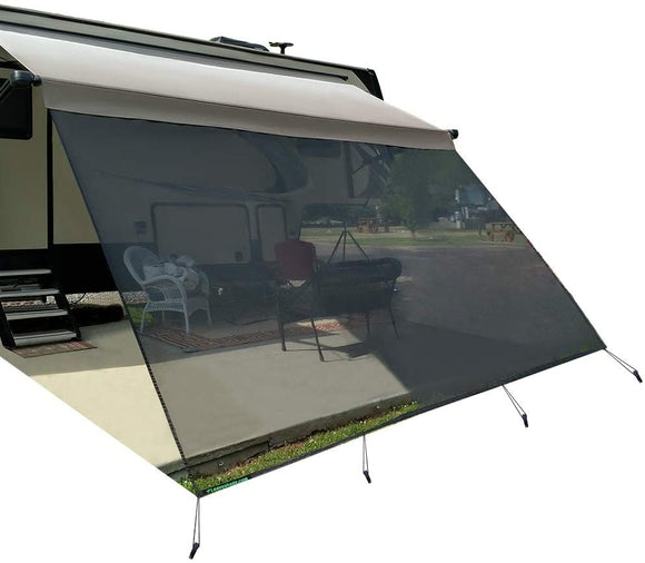 leaveshade RV Awning Sunshade Screen ● Tentproinc 10'X18'3''- Black Mesh Sun Shade ● Block Patio Front Sun Light ● Motorhome Camping Trailer UV Sunblocker ● Canopy Sunscreen-3 Years Lasting