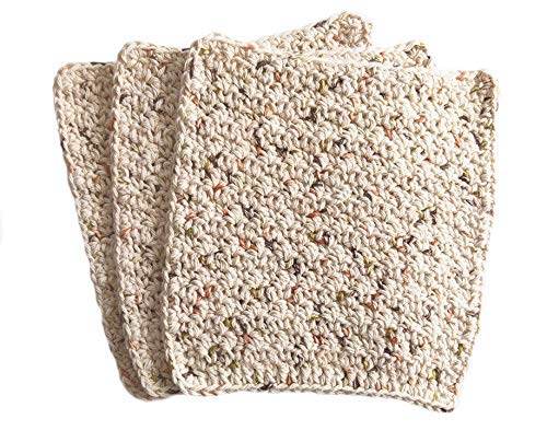 Beige Sonoma Hand Crochet Dishcloth Washcloth - Set of 3